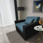 Mama ágyneműtartós fotelágy fekete szürkés kadét színben