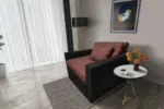 Mama ágyneműtartós fotelágy fekete toszkán vörös színben