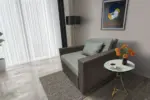 Mama ágyneműtartós fotelágy mély földszürke óezüst színben