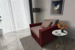 Mama ágyneműtartós fotelágy ódon borvörös pasztell taupe színben