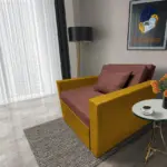 Mama ágyneműtartós fotelágy őszarany toszkán vörös színben