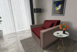 Mama ágyneműtartós fotelágy pasztell taupe ódon borvörös színben