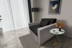 Mama ágyneműtartós fotelágy szamárszürke fekete színben