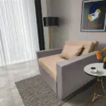 Mama ágyneműtartós fotelágy szamárszürke világos fahéj színben