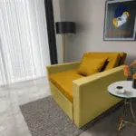 Mama ágyneműtartós fotelágy száraz olíva őszarany színben