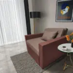 Mama ágyneműtartós fotelágy toszkán vörös pasztell taupe színben