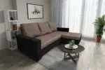 Fáraó sarokkanapé fekete és pasztell taupe színű szövet