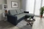 Fáraó sarokkanapé ónix és óezüst színű szövet