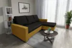 Fáraó sarokkanapé őszarany és fekete színű szövet