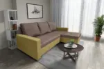 Fáraó sarokkanapé száraz olíva és pasztell taupe színű szövet