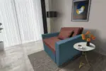 Mama ágyneműtartós fotelágy szürkés kadét toszkán vörös színben