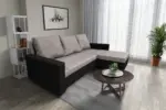 Fáraó sarokkanapé fekete és szamárszürke színű szövet