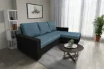 Fáraó sarokkanapé fekete és szürkés kadét színű szövet