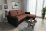 Fáraó sarokkanapé fekete és toszkán vörös színű szövet