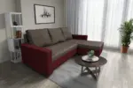 Fáraó sarokkanapé ódon borvörös és mély földszürke színű szövet