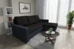 Fáraó sarokkanapé ónix és fekete színű szövet