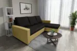 Fáraó sarokkanapé száraz olíva és fekete színű szövet