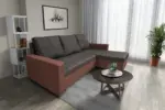 Fáraó sarokkanapé toszkán vörös és kvarcszürke színű szövet